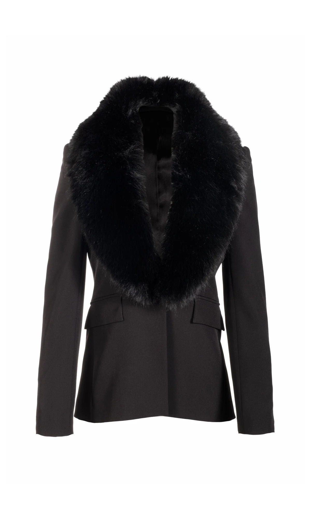 Gwen Faux Fur Combo Crepe Blazer