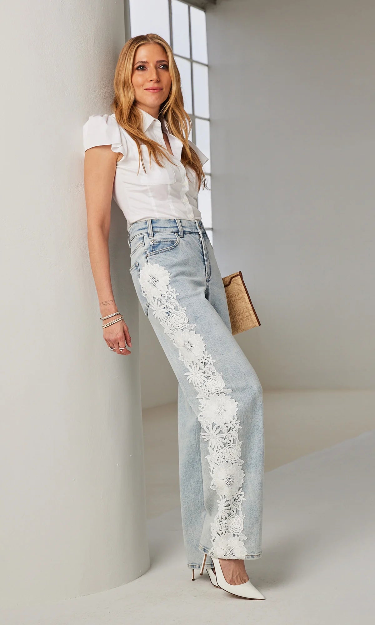 Jethro Lace Combo Denim Pant