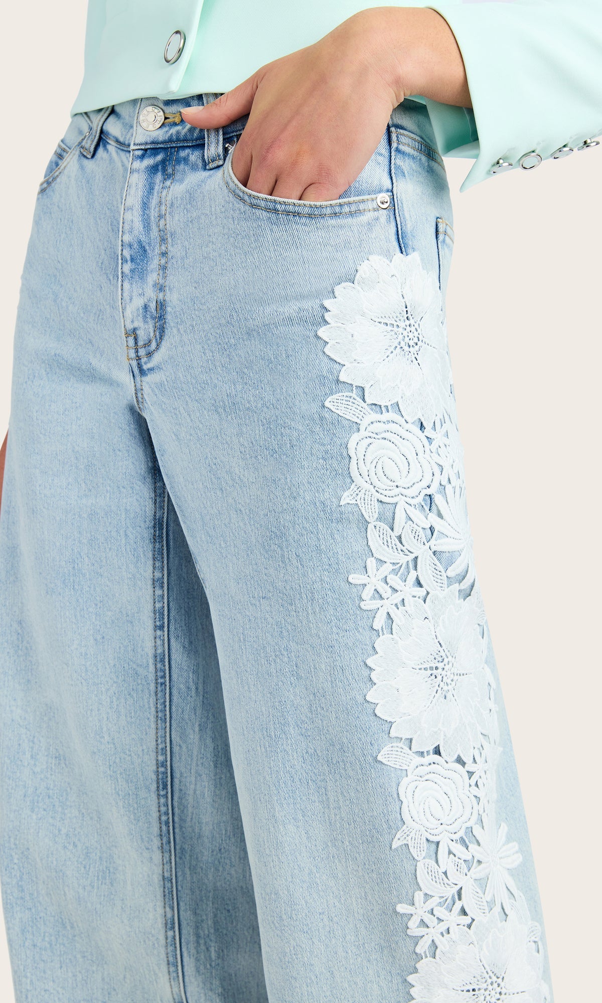 Jethro Lace Combo Denim Pant