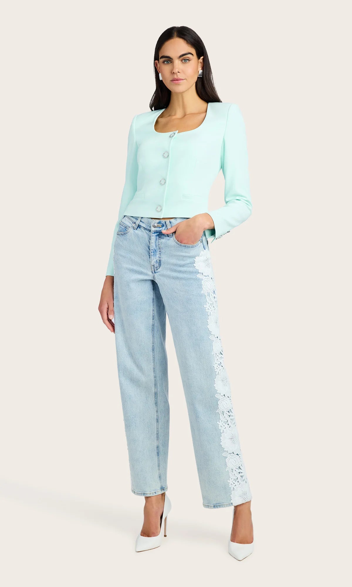 Jethro Lace Combo Denim Pant