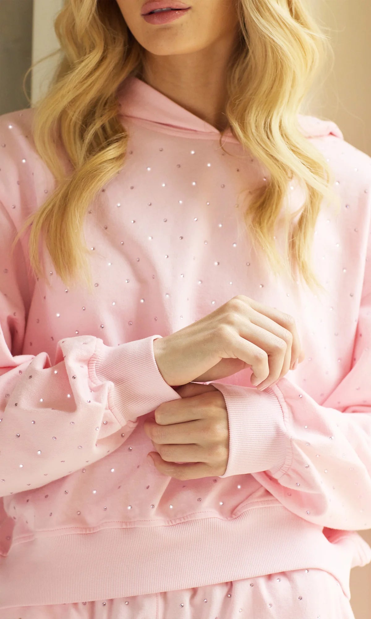Renae Crystal Hoodie Pink