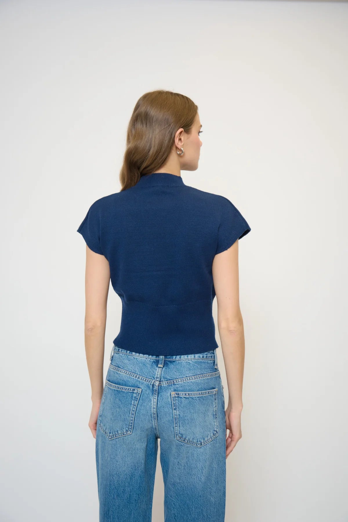 Crystal Embellished Sleeveless Dolman Sweater