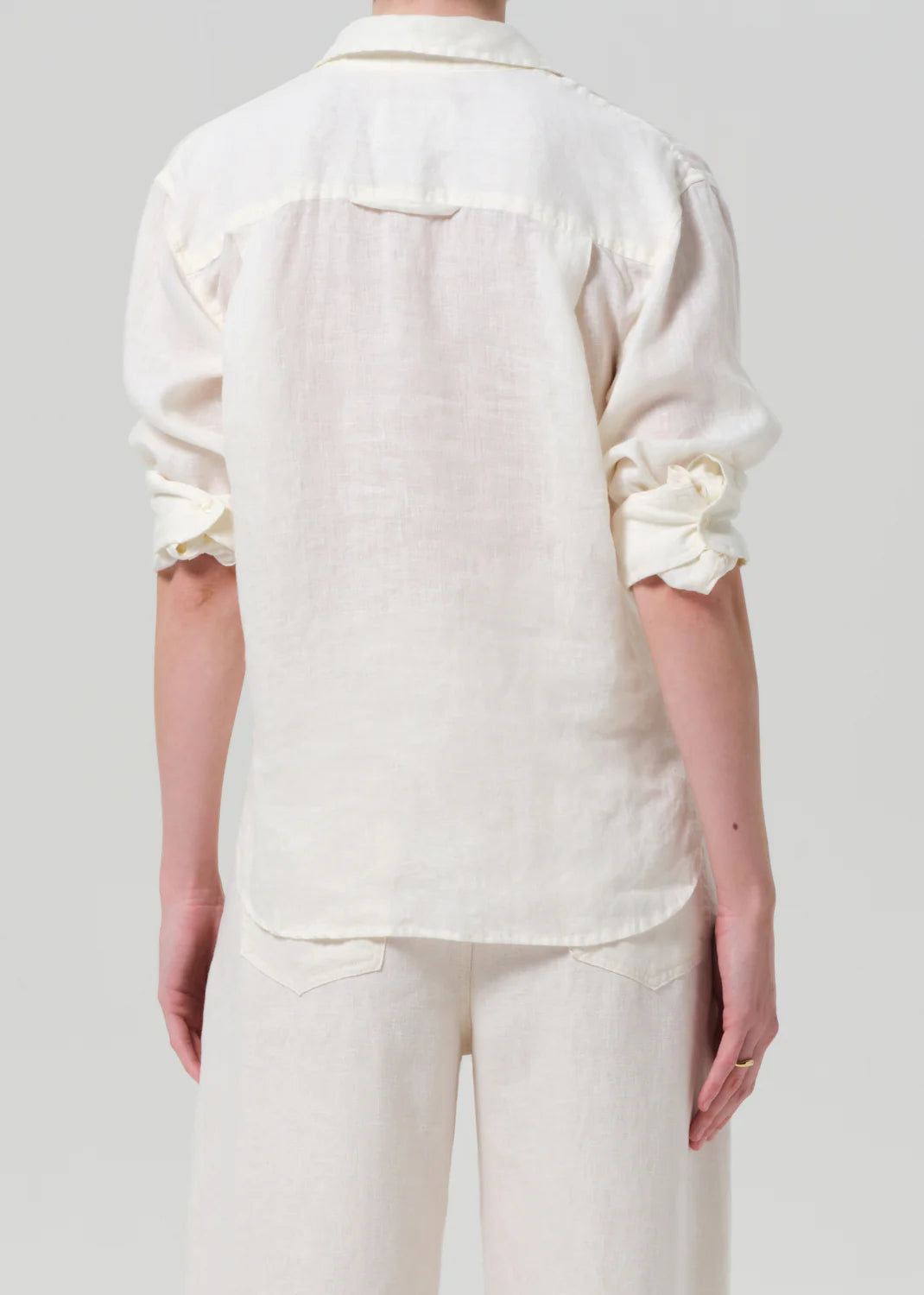 Kayla Shrunken Linen Shirt Vanilla