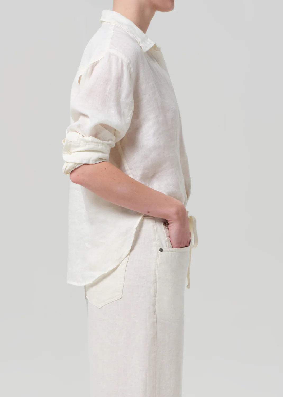 Kayla Shrunken Linen Shirt Vanilla