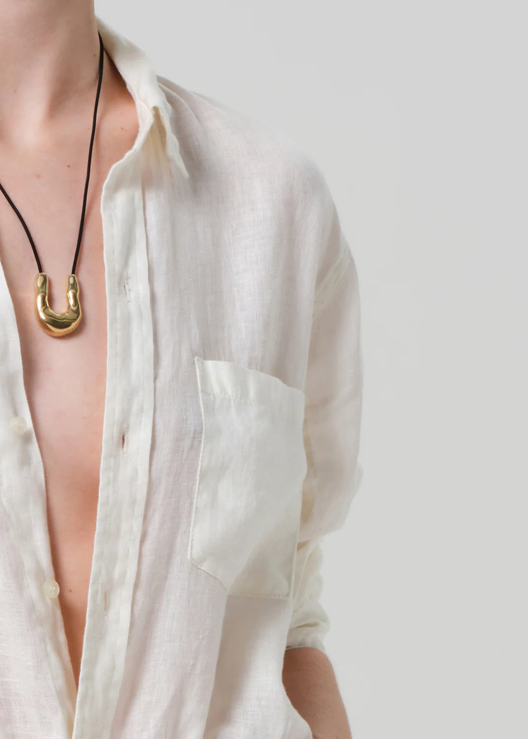 Kayla Shrunken Linen Shirt Vanilla