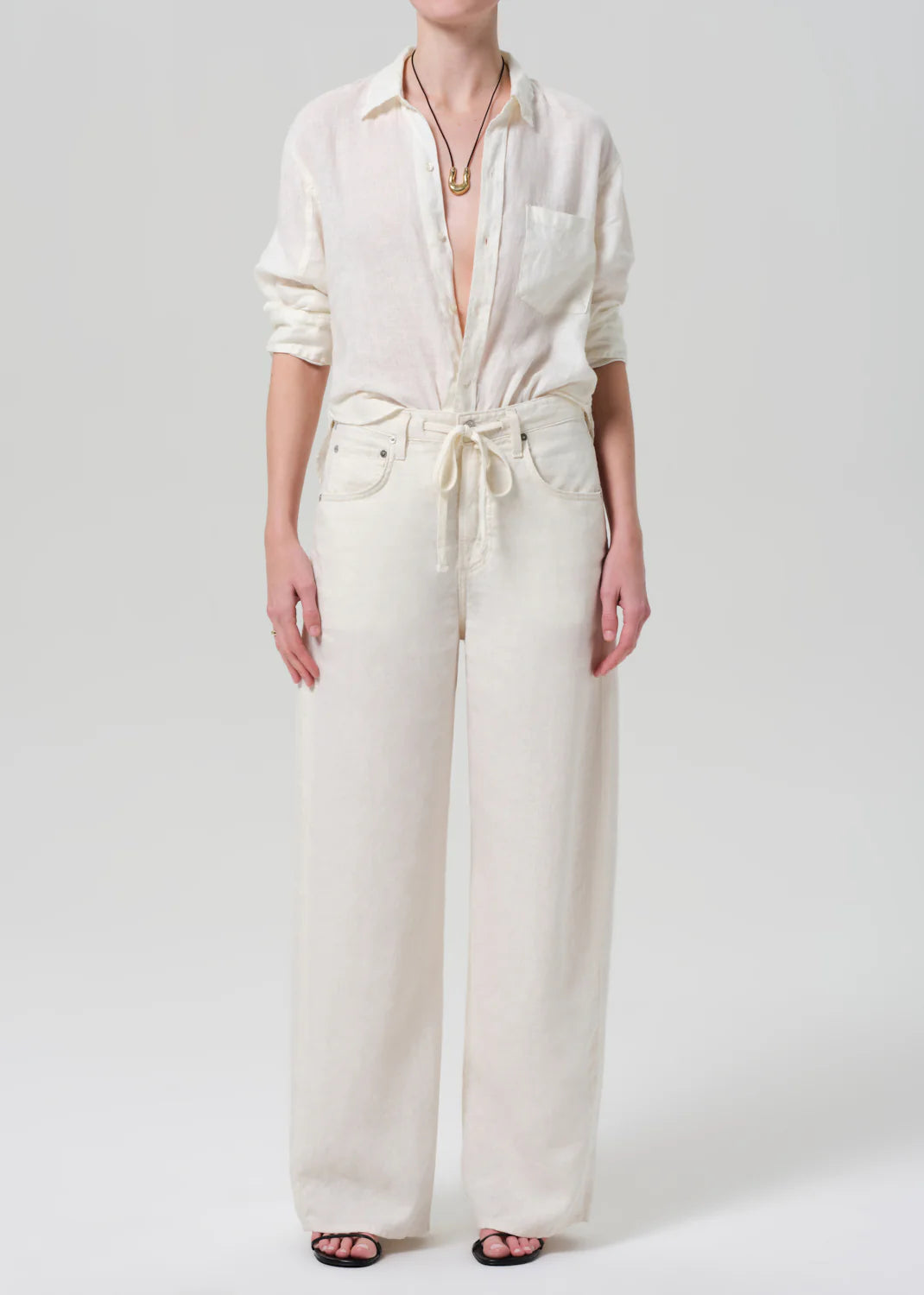 Kayla Shrunken Linen Shirt Vanilla