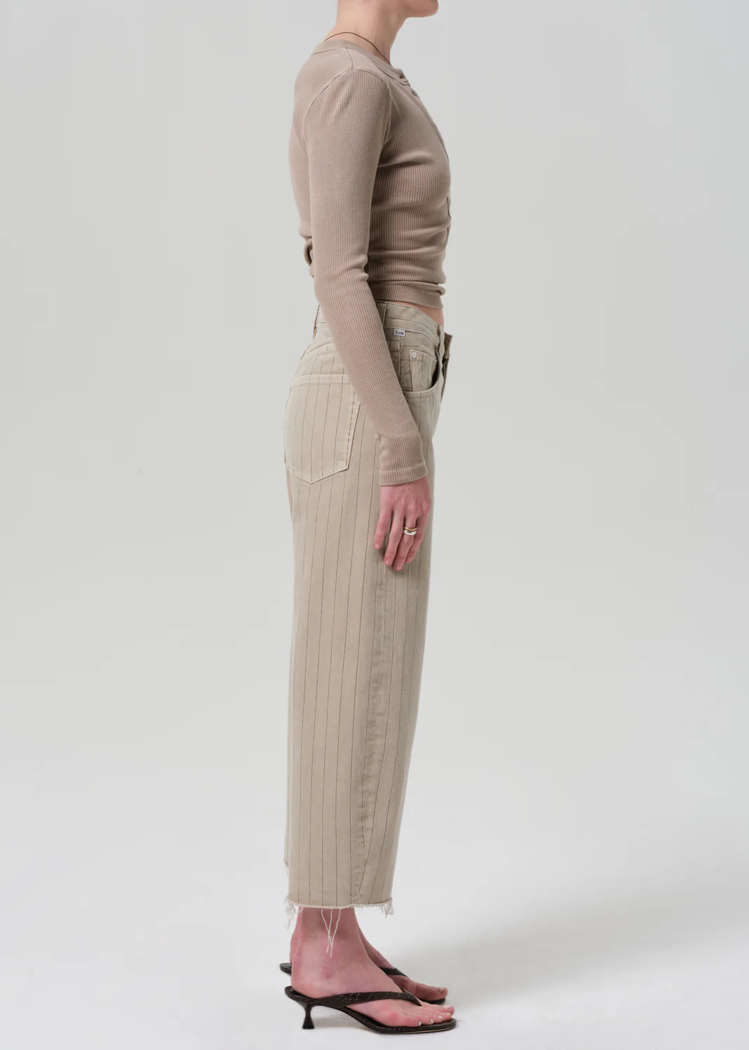 Ayla Raw Hem Natural Stripe