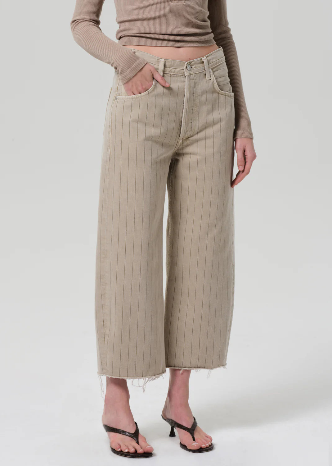 Ayla Raw Hem Natural Stripe