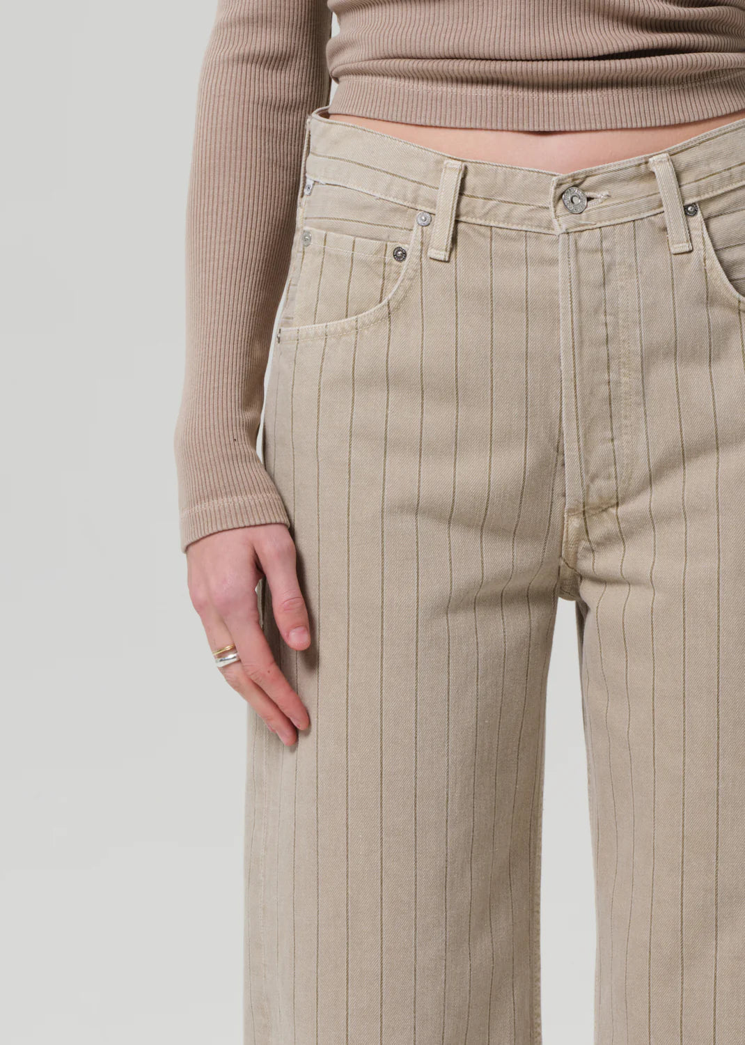 Ayla Raw Hem Natural Stripe