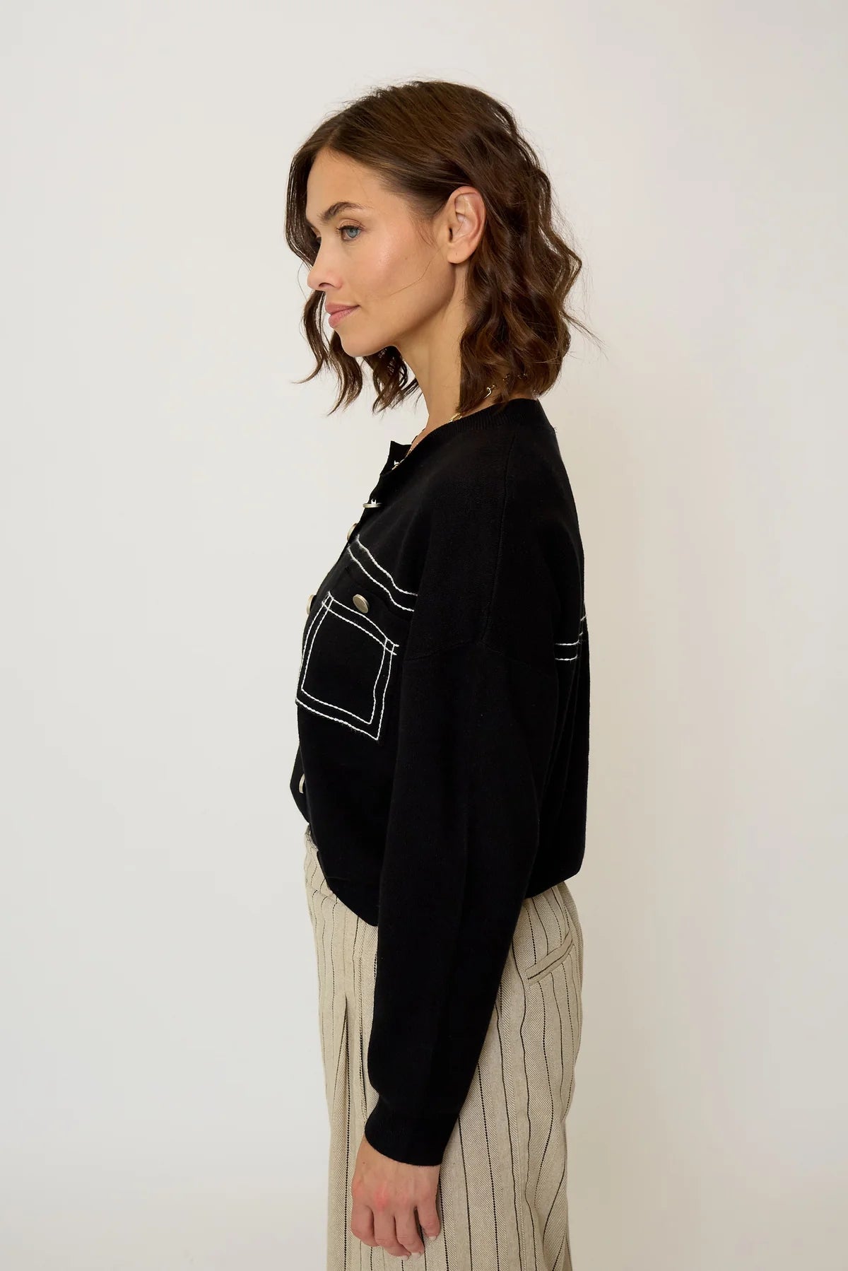 Oliver Oversized Topstitch Cardigan