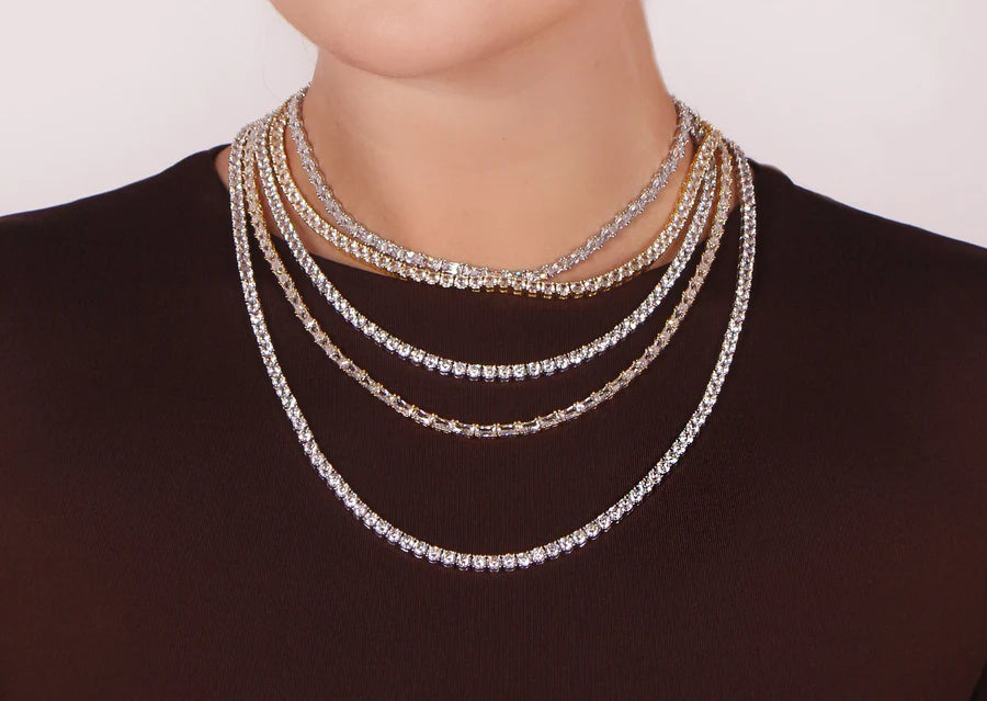 Gold Baguette 14.5” Tennis Necklace