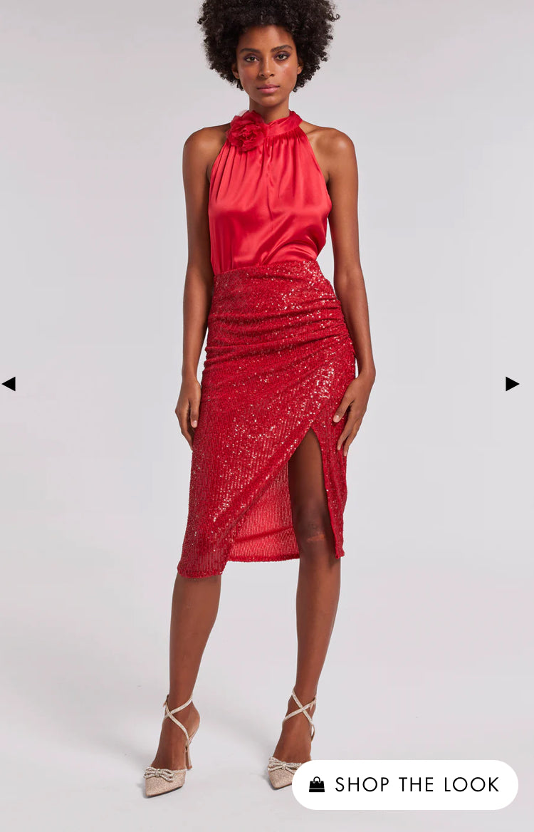 Fiona Rose Halter Blouse Red