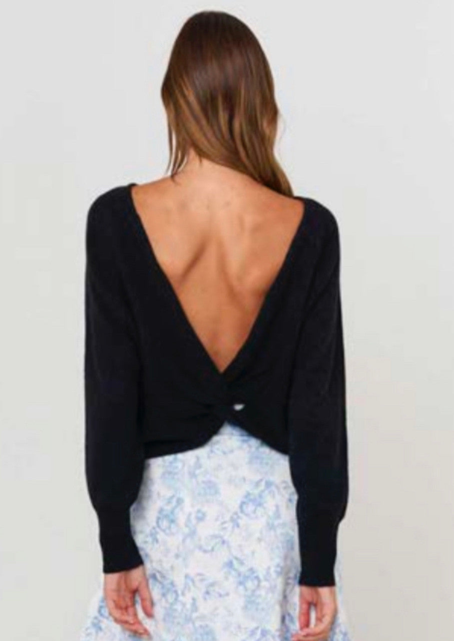 Twist Back Boatneck Black