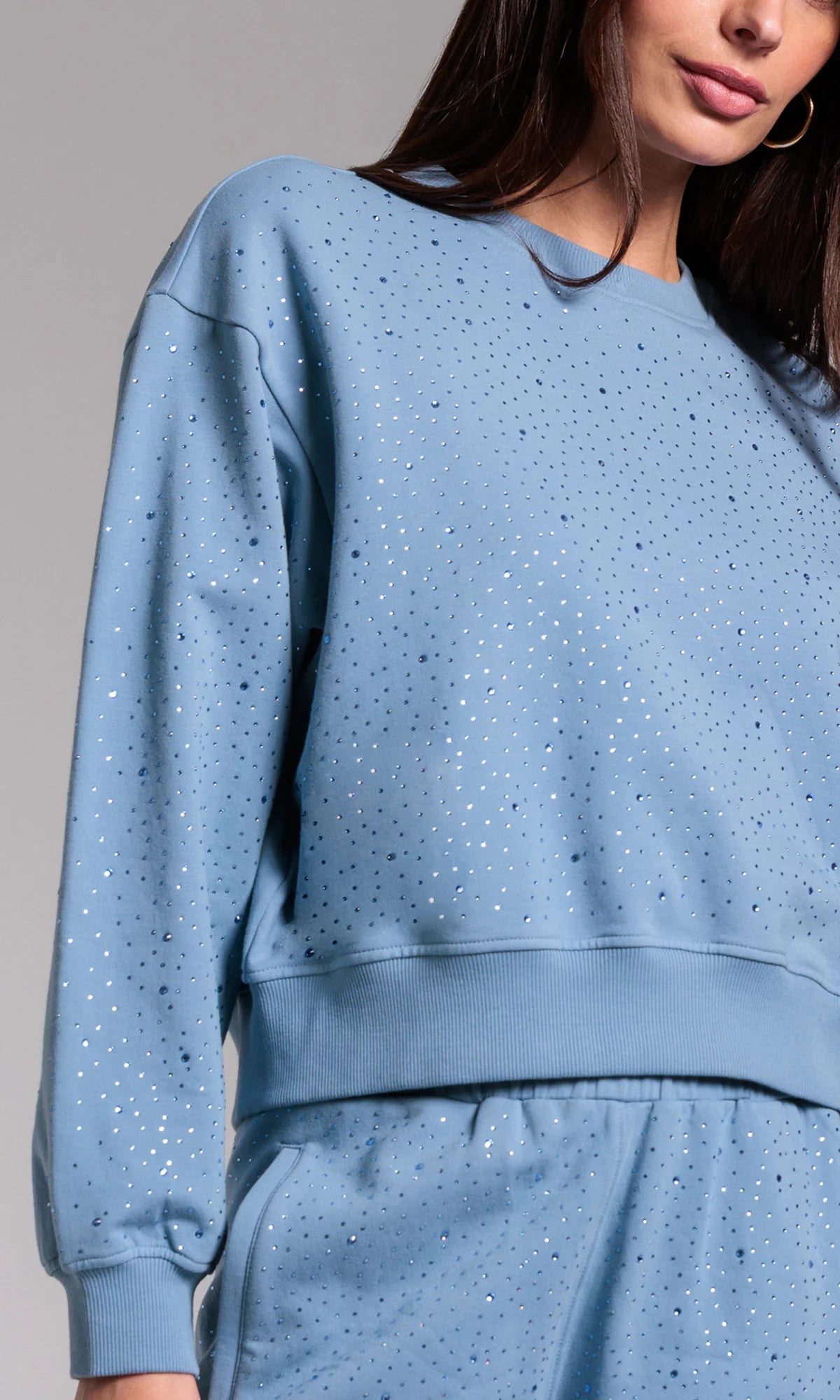 Colby Compact Crystal Sweatshirt Denim Blue