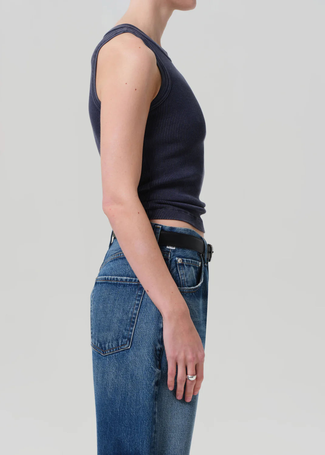 Isabel Ribbed Tank Mineral Navy