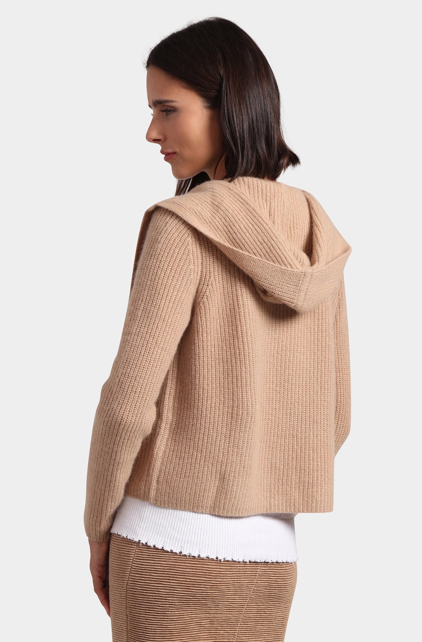 Cashmere Shaker Hooded Cardi