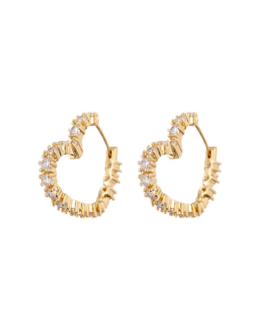 Diamond Heart Bijoux Hoops Gold