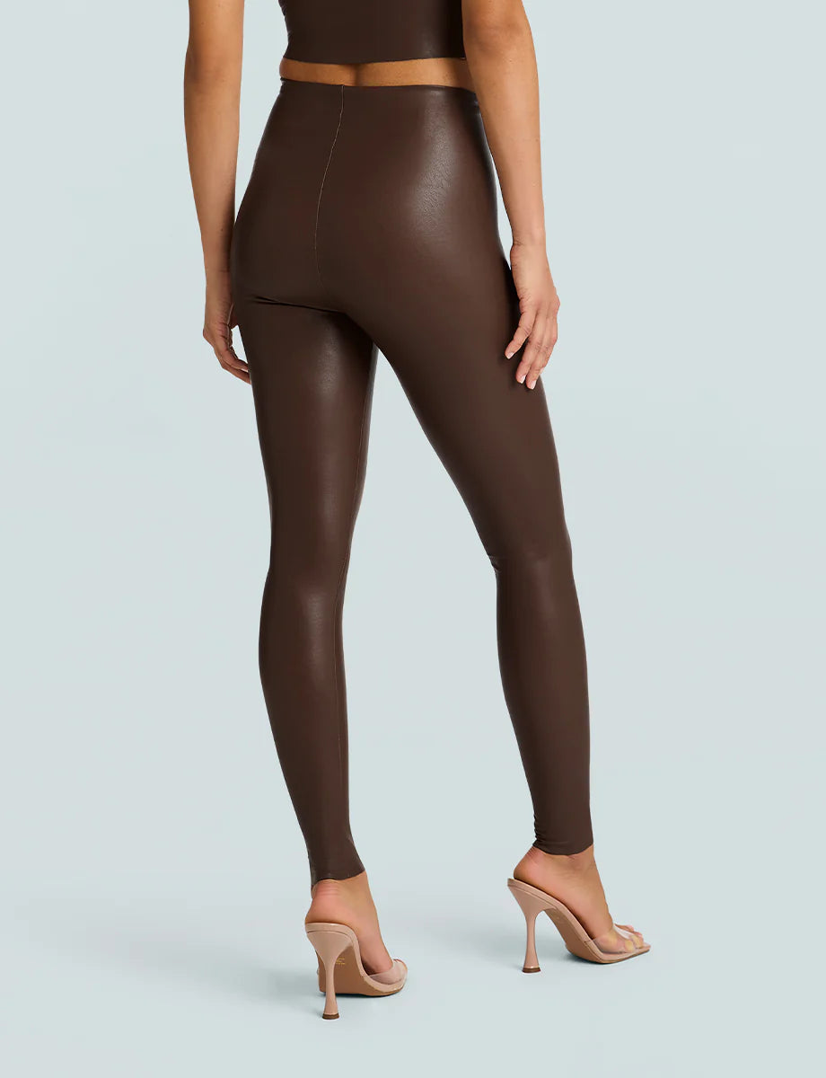 Faux Leather Legging Chocolate