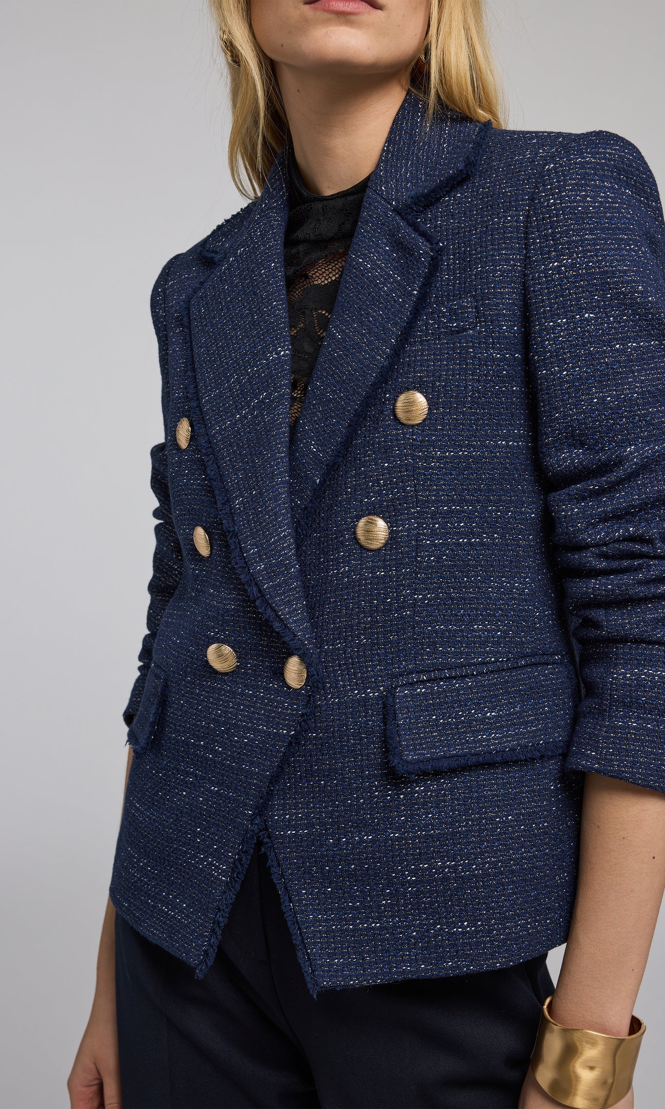 Eliza Navy Tweed Blazer