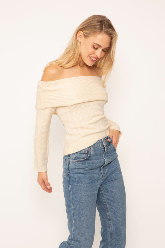 Constance Cable Off Shoulder Sweater