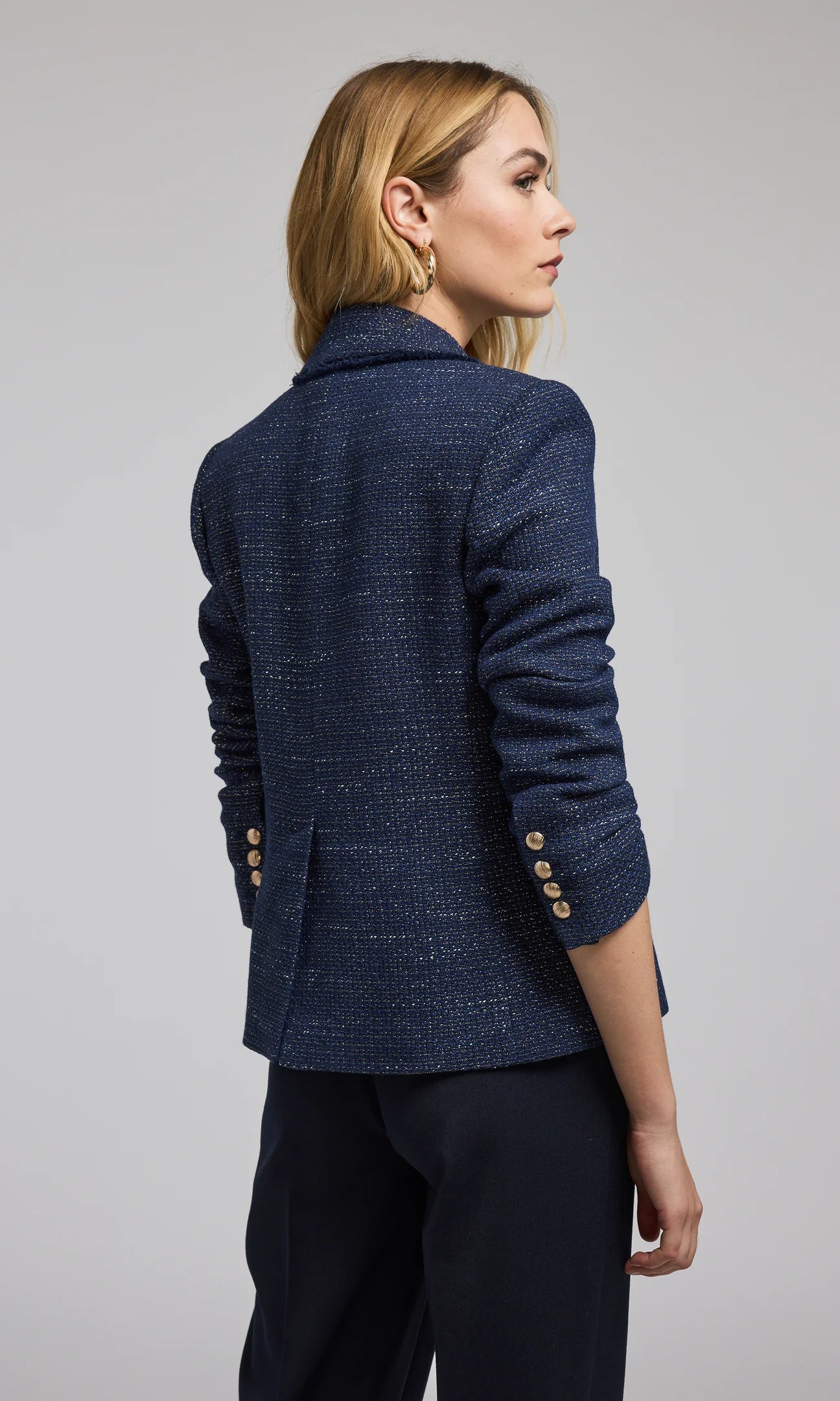 Eliza Navy Tweed Blazer