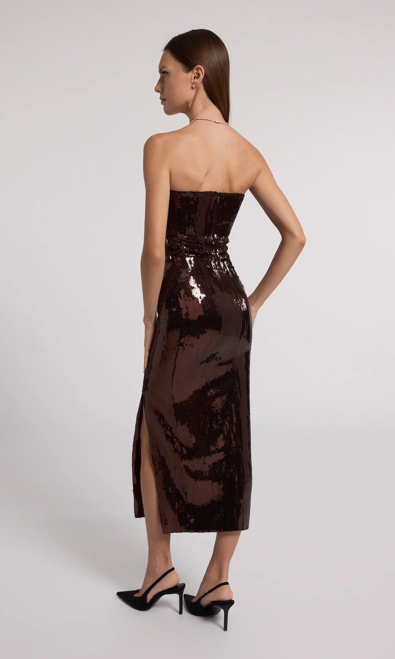 Blaine Sequin Dress Brown