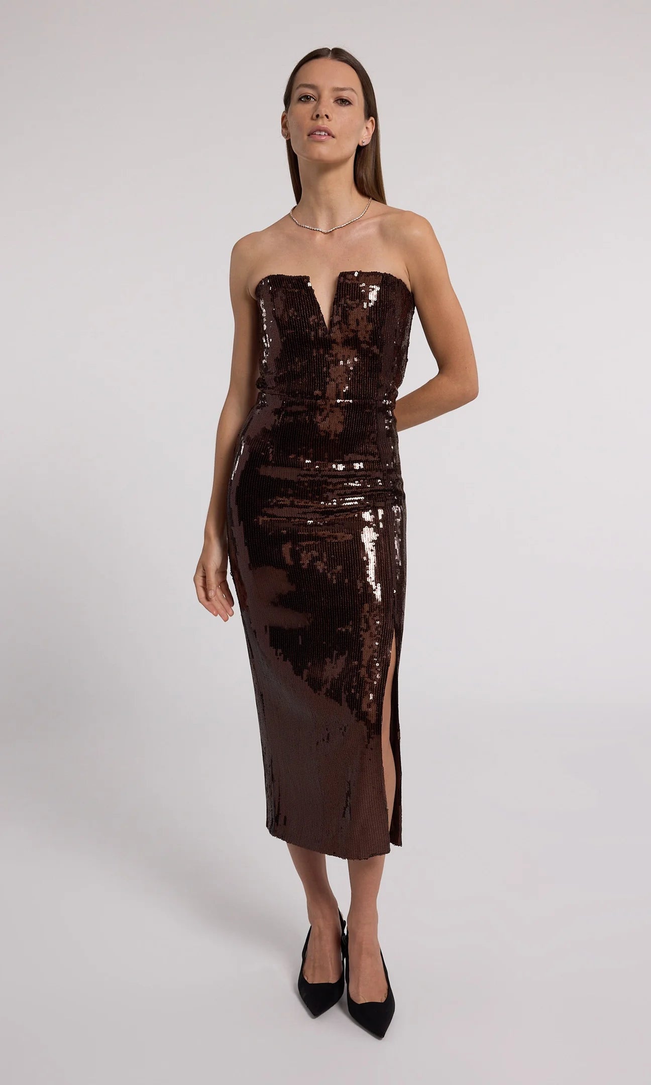 Blaine Sequin Dress Brown