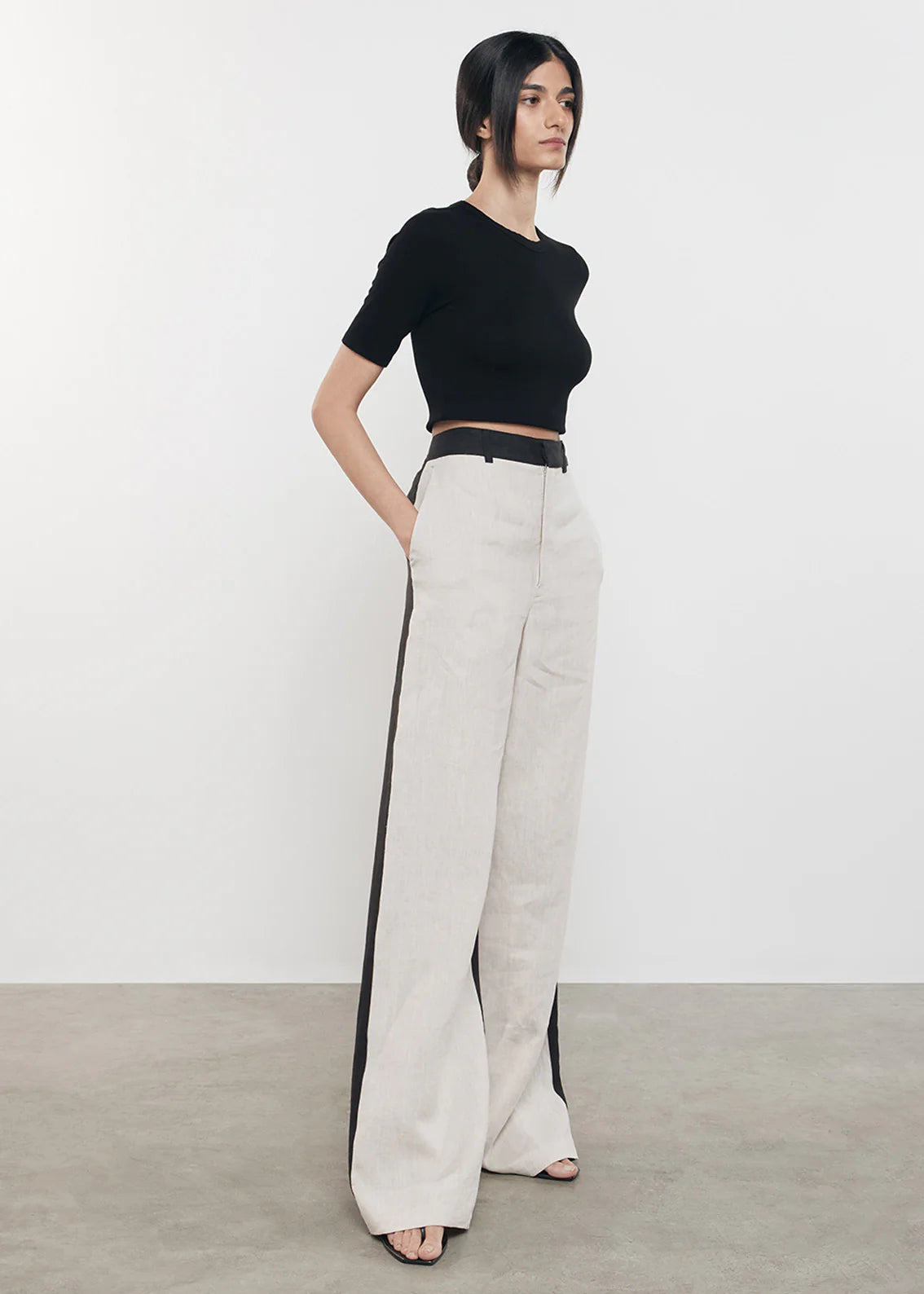 Linen Colorblock Trouser