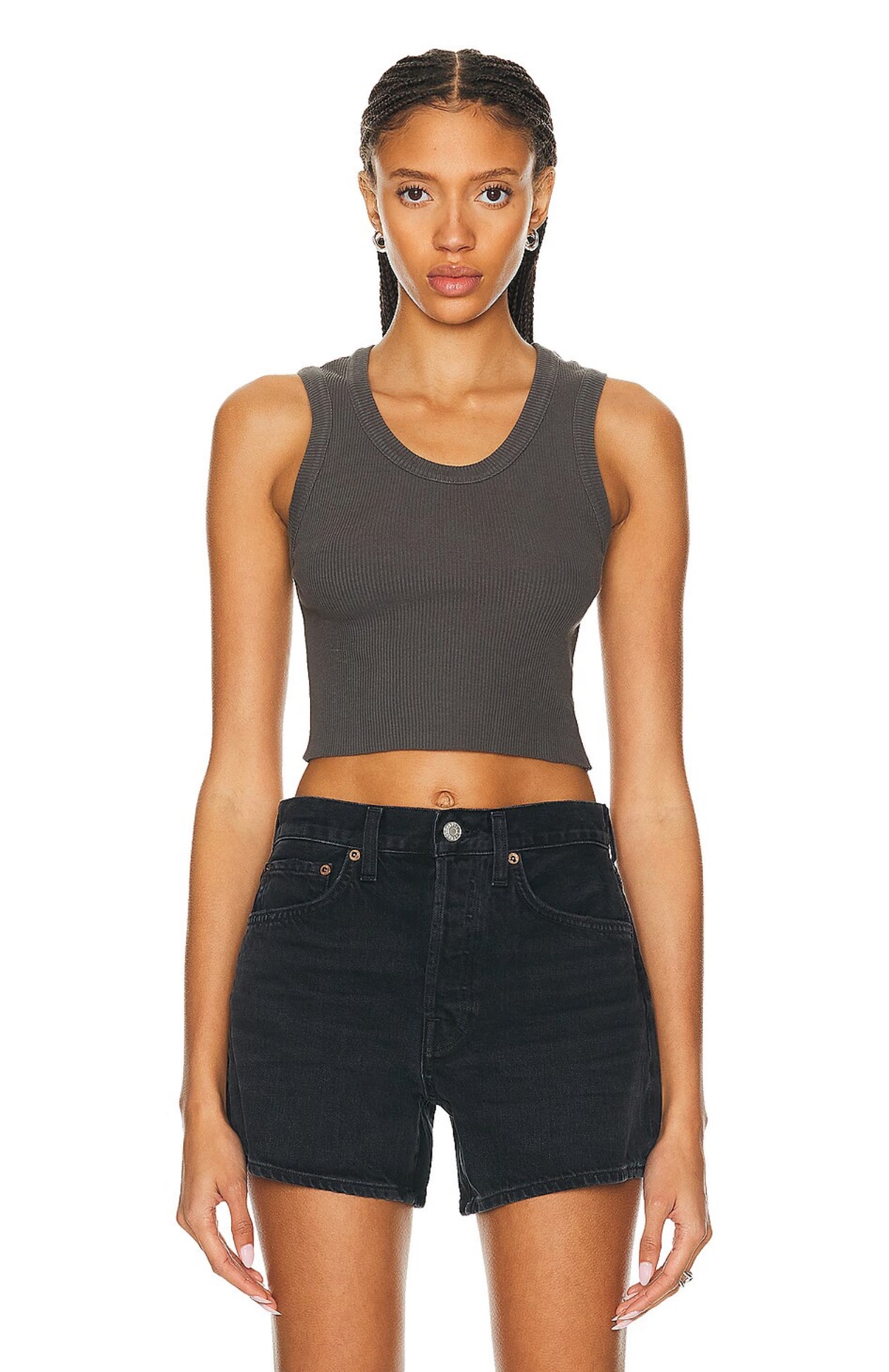 Cropped Poppy Tank Raven