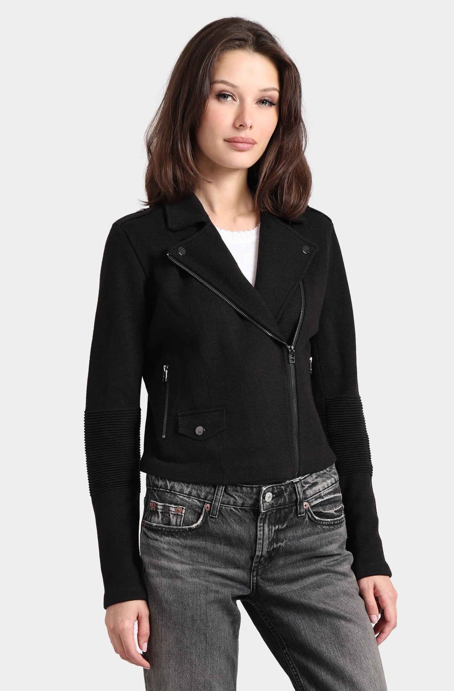 Cotton Blend Moto Jacket