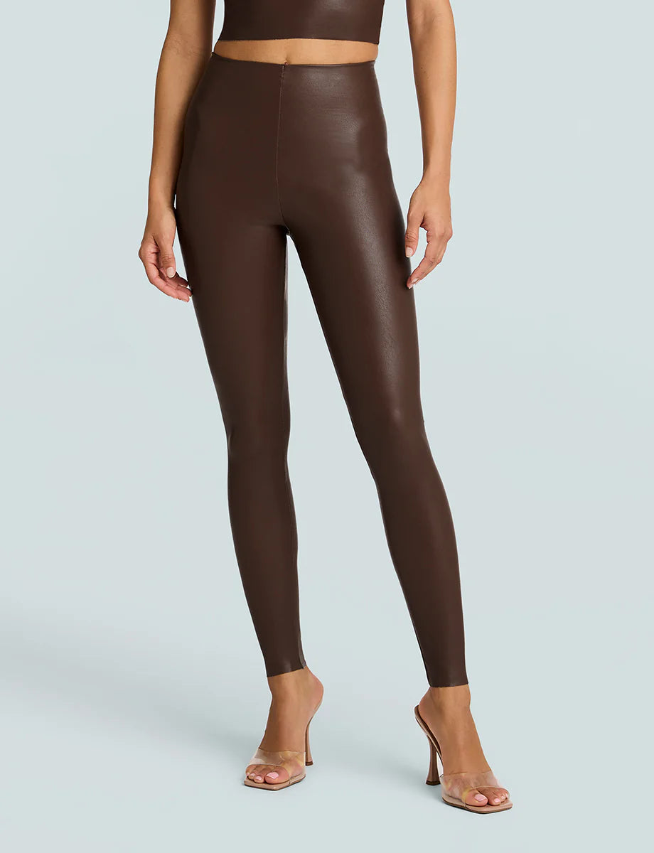 Faux Leather Legging Chocolate