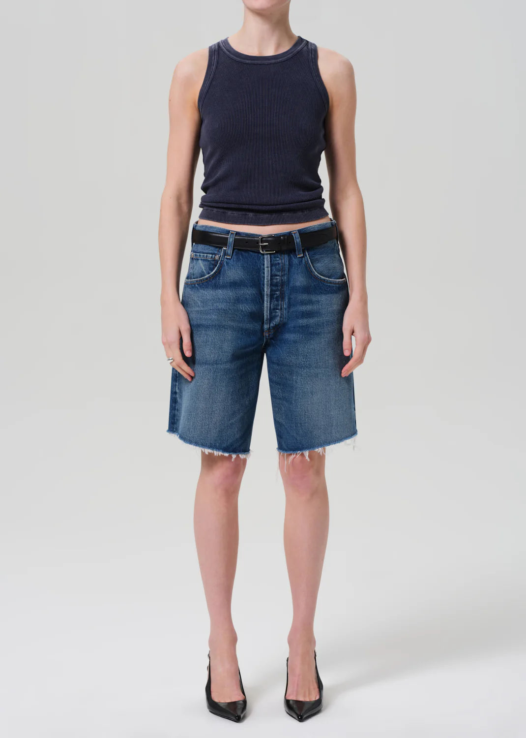 Isabel Ribbed Tank Mineral Navy