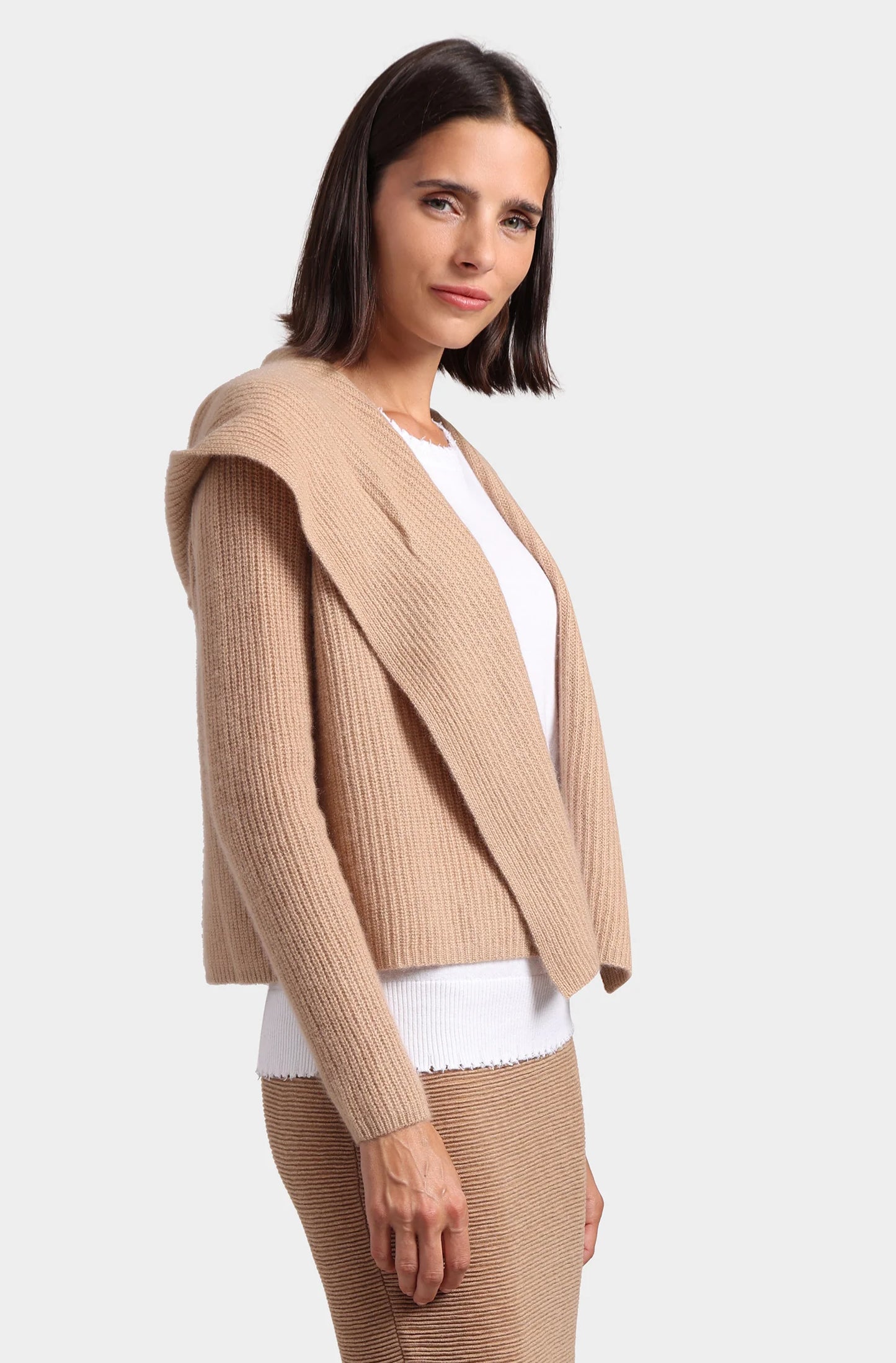 Cashmere Shaker Hooded Cardi