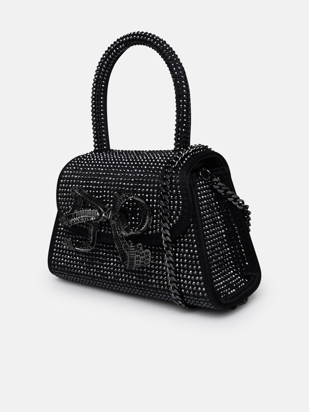 Black Rhinestone Micro Bow Bag