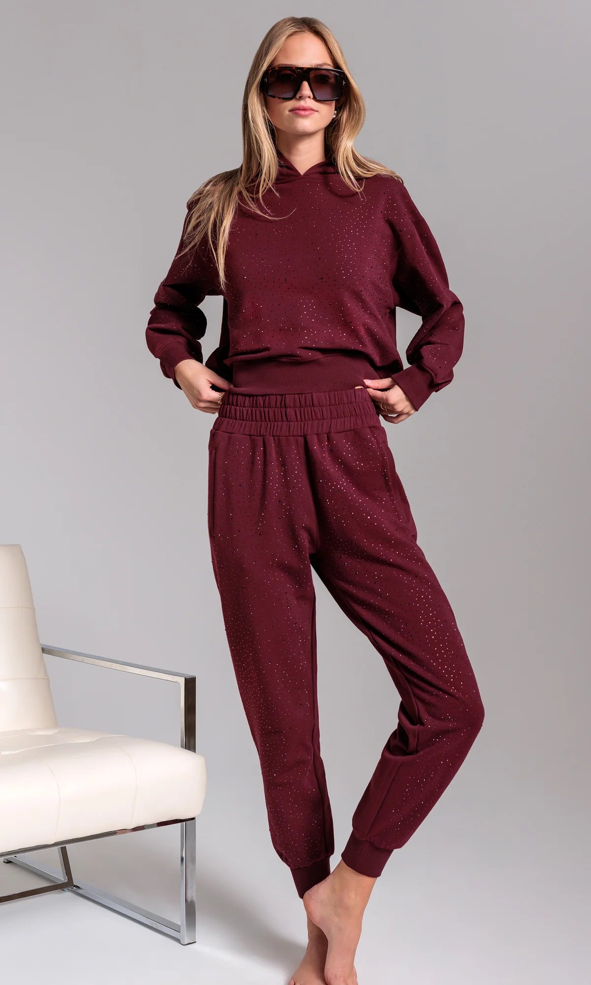 Ruel Compact Crystal Sweatpants Malbec