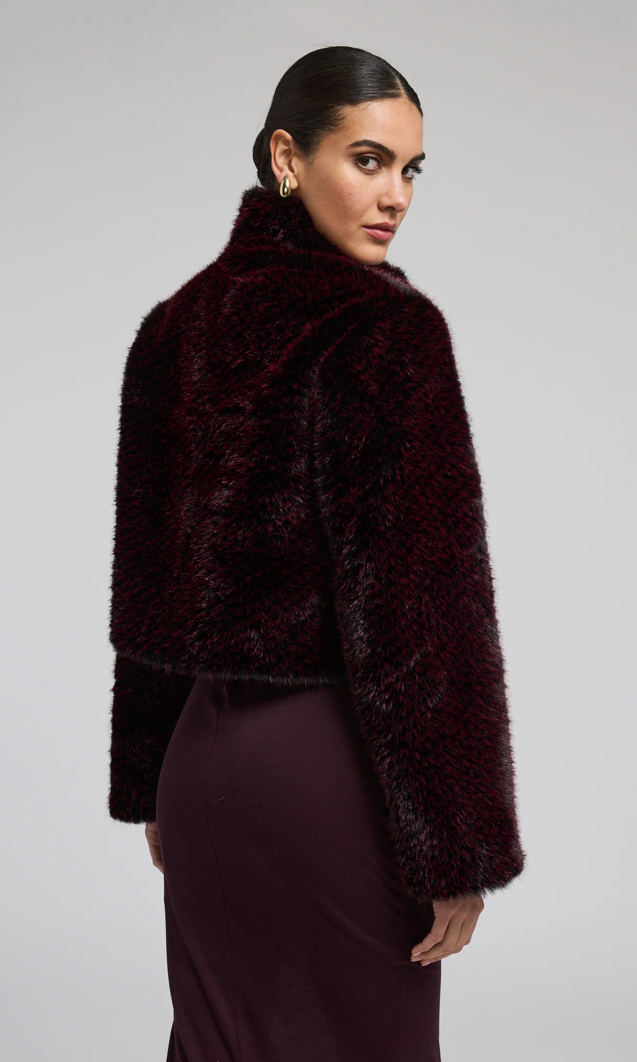 Roxi Faux Fur Bomber Wine