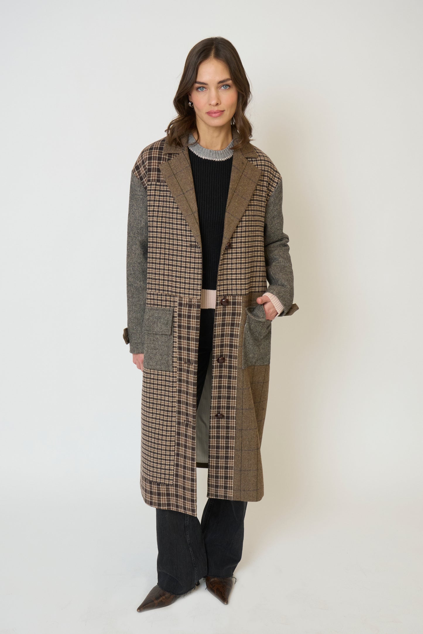 Raven Patchwork Long Coat