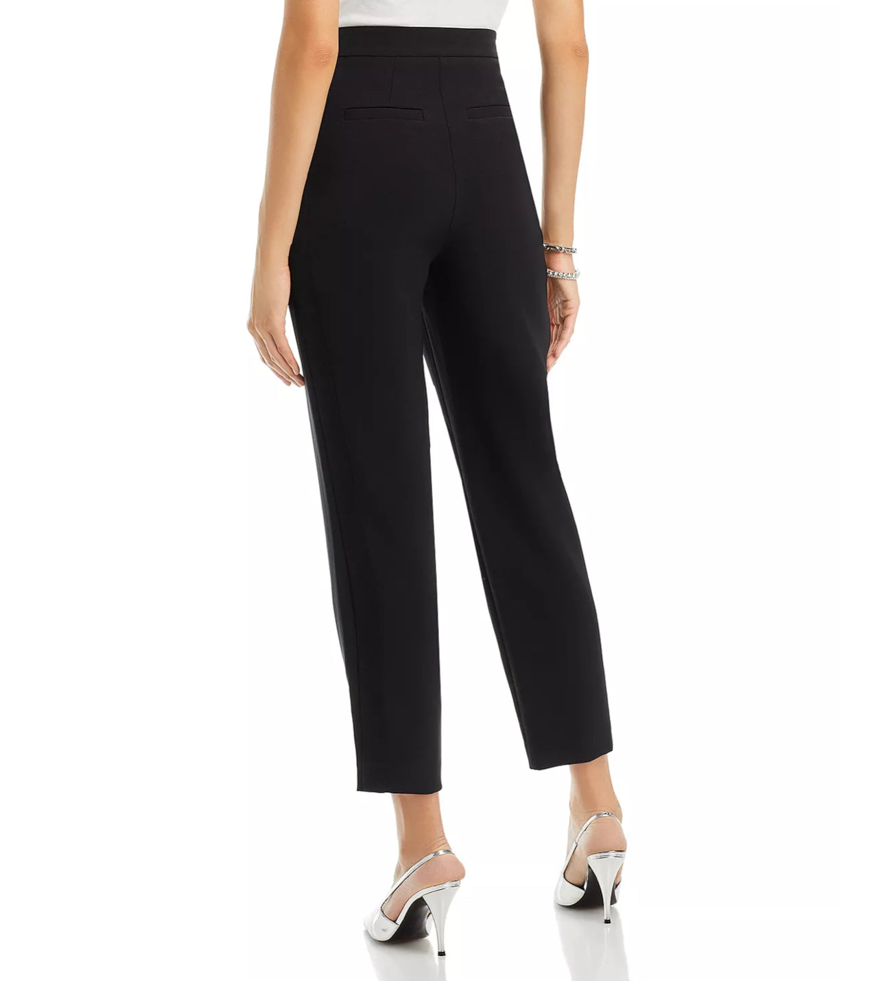 Jenise High Rise Pleated Cropped Crepe Pants