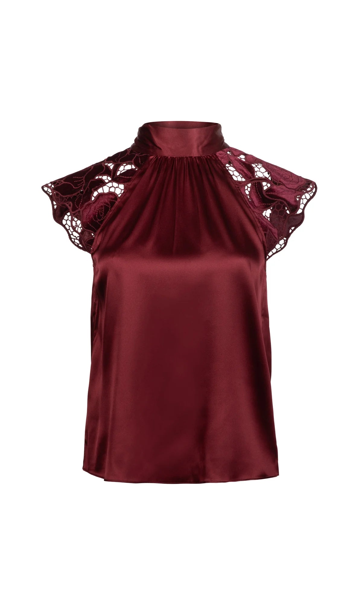 Rachel Velvet Lace Halter Blouse Crimson