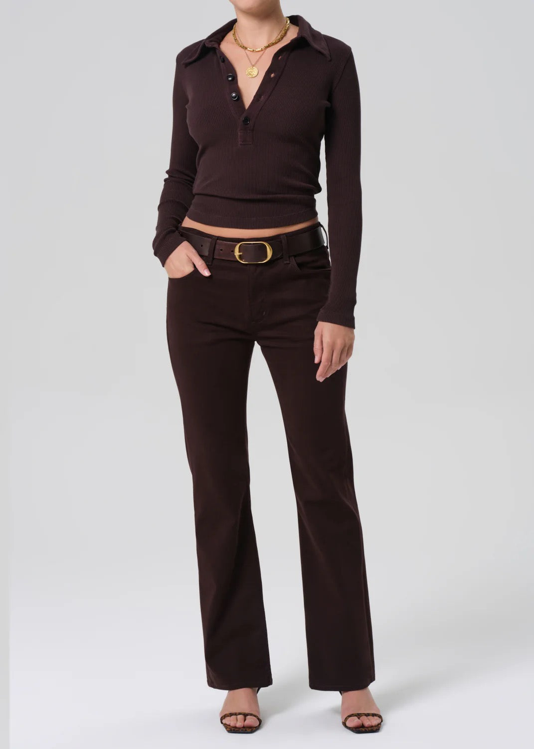 Long Sleeve 60’s Polo Chocolate