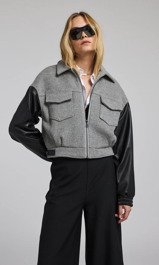 Caspian Wool Vegan Leather Combo Bomber