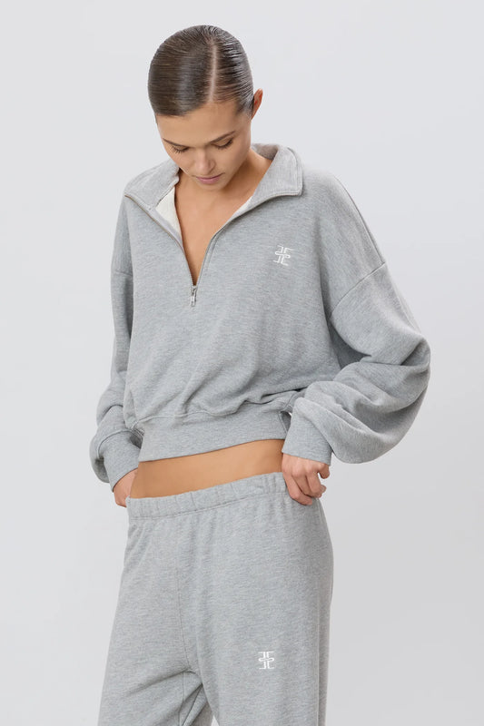 Cropped Half-Zip Sweatshirt