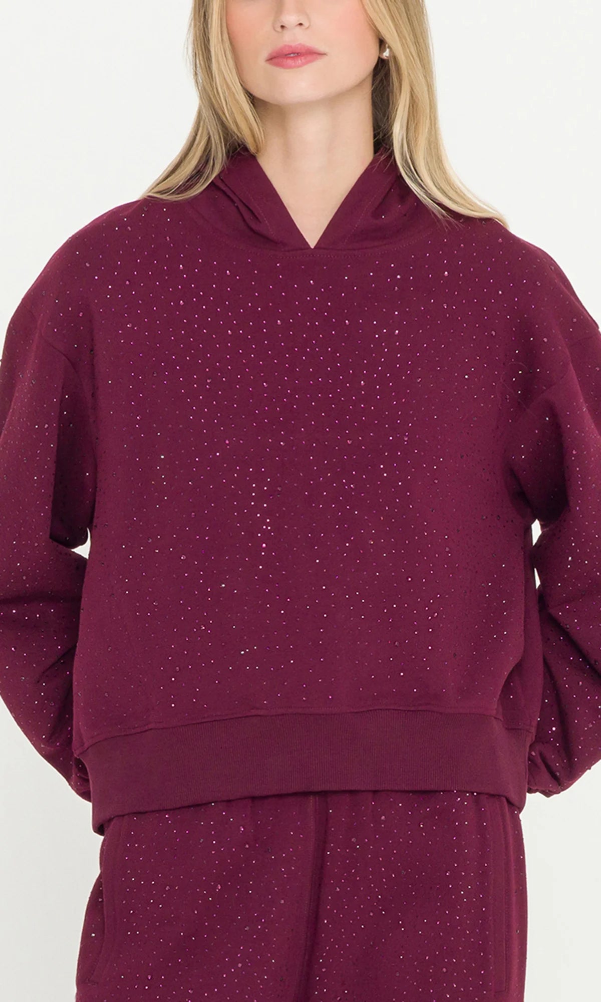 Renae Compact Crystal Hoodie Malbec