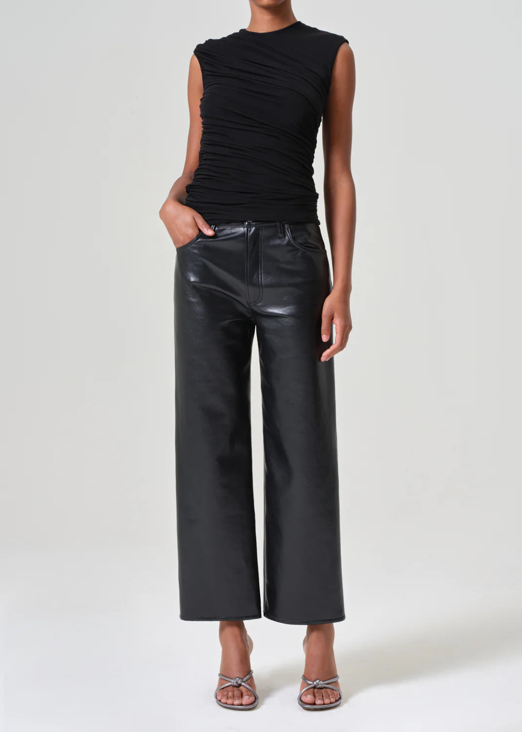 Ren High Rise Wide Leg Recycled Leather In Detox