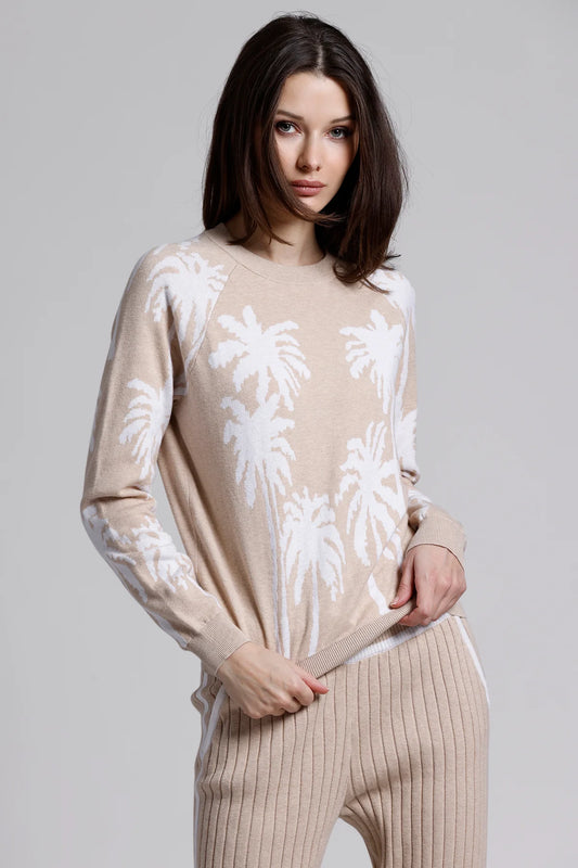 Cotton Cashmere Palm Tree Reversible Crew