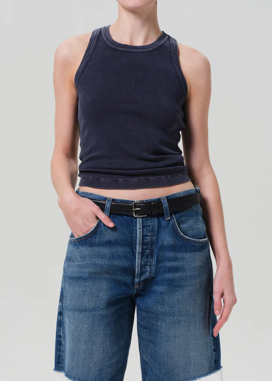 Isabel Ribbed Tank Mineral Navy