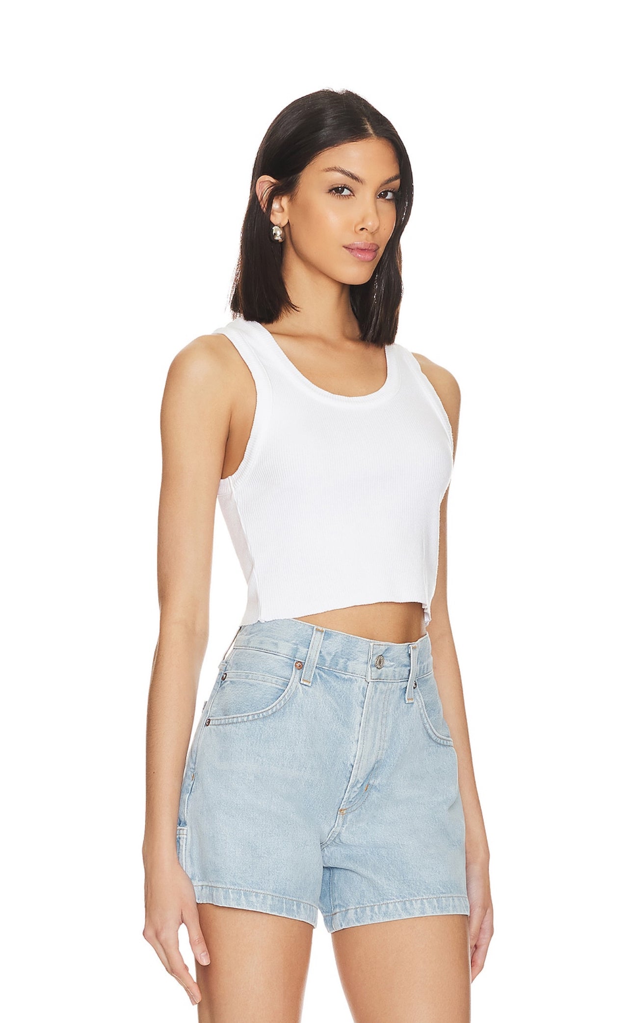 Cropped Poppy Tank White