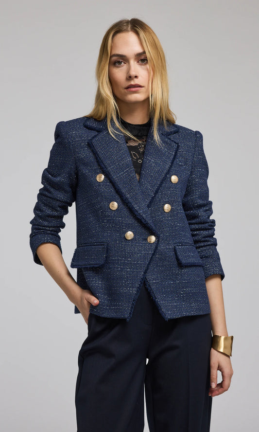 Eliza Navy Tweed Blazer