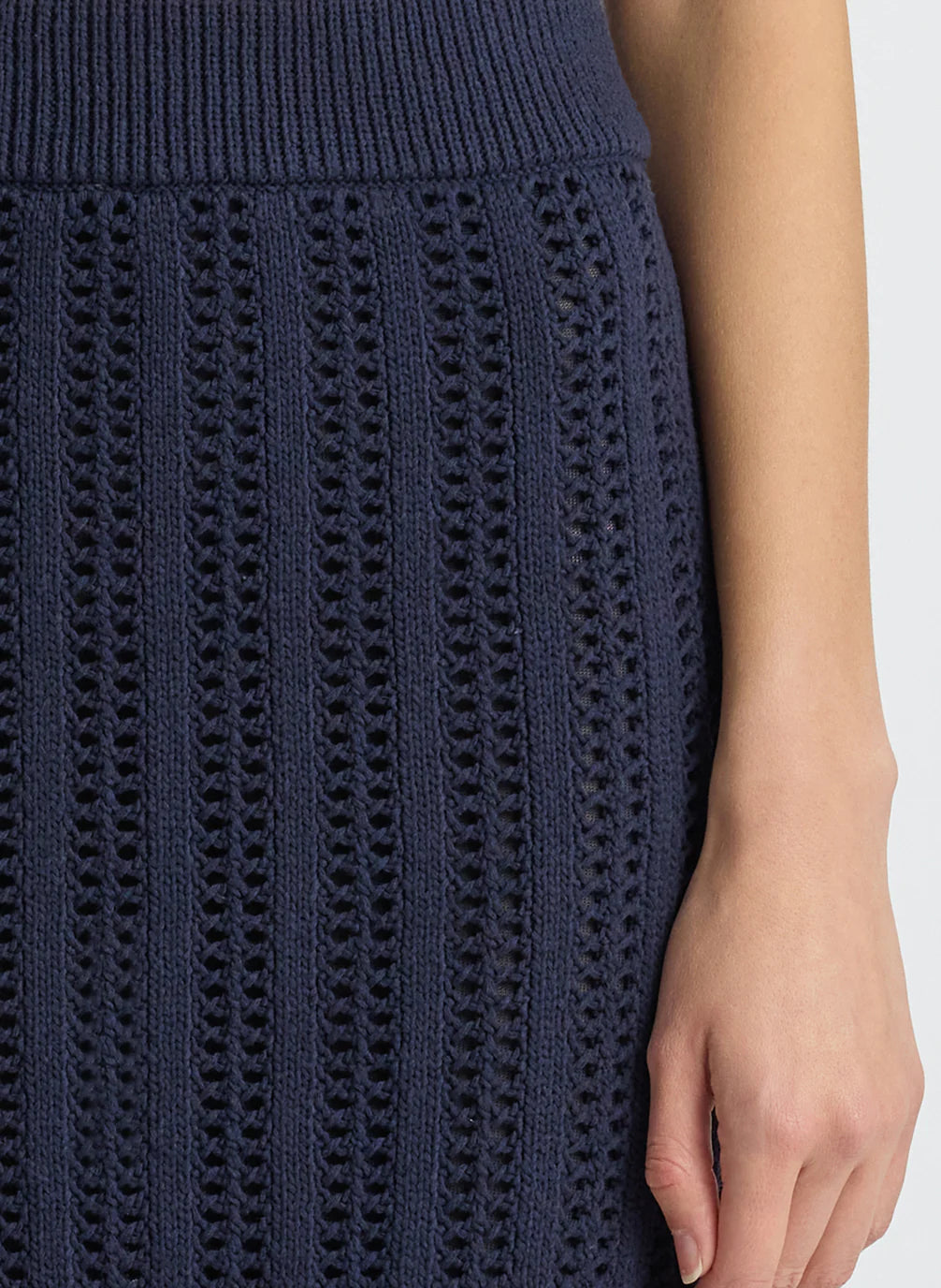 Aurora Crochet Midi Skirt Navy