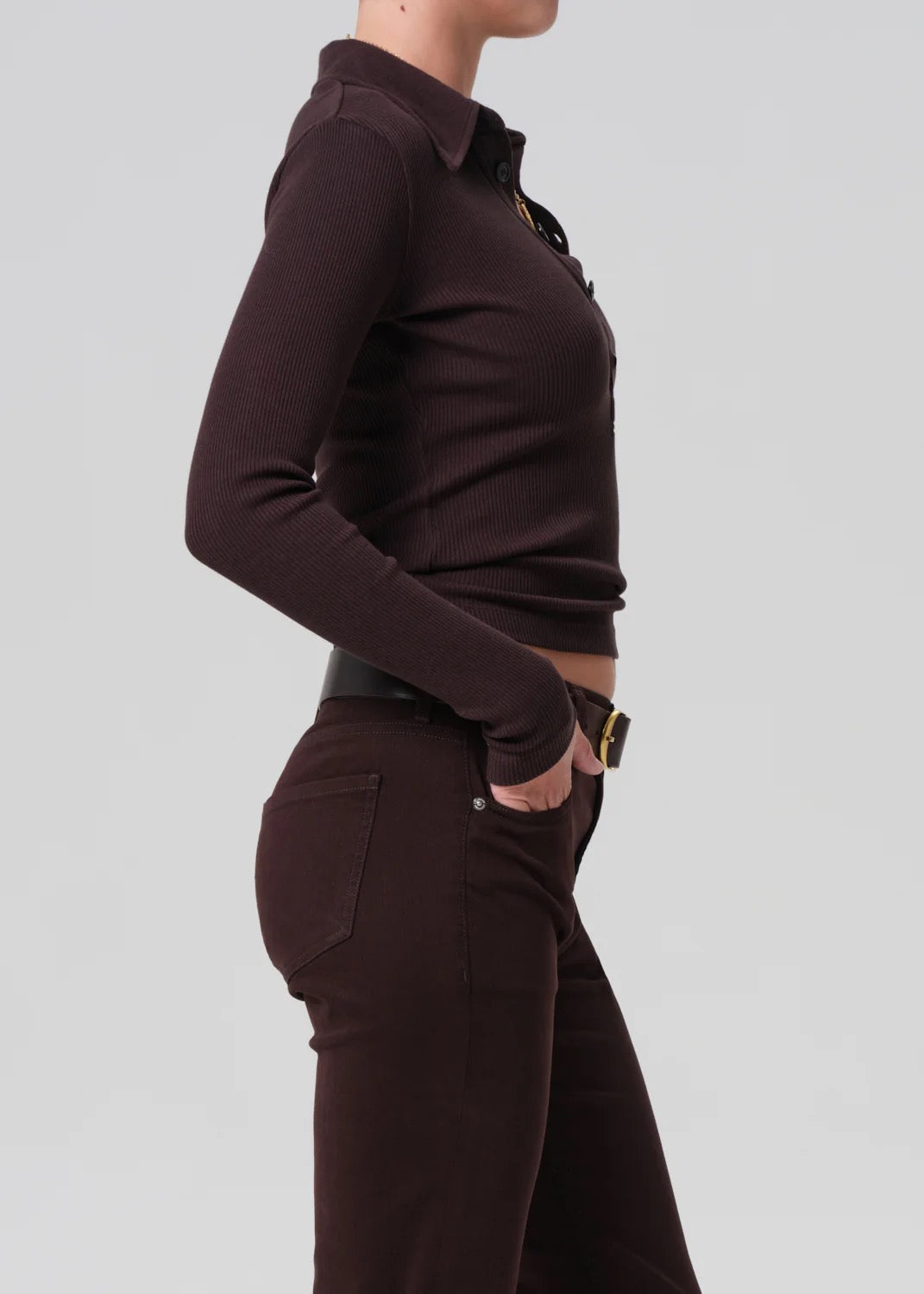 Long Sleeve 60’s Polo Chocolate